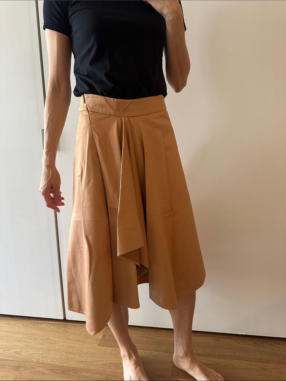 Zero + Maria Cornejo Tan Asymmetrical Midi Skirt